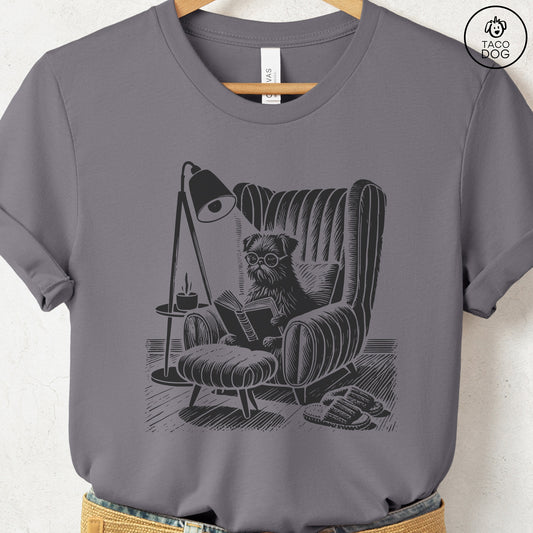 Brussels Griffon Griff Reading Chair T-Shirt Storm Taco-Dog