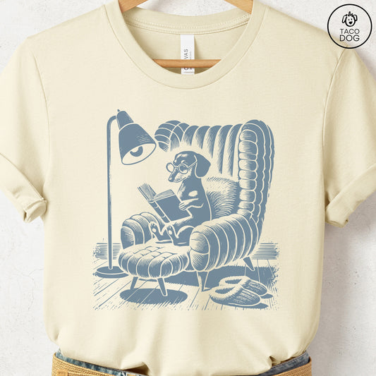 Dachshund Wiener Dog Reading Chair T-Shirt