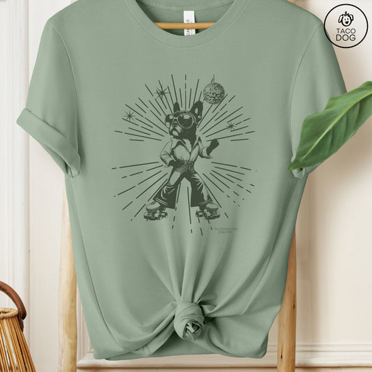 French Bulldog Frenchie Roller Disco T-Shirt Sage Taco-Dog