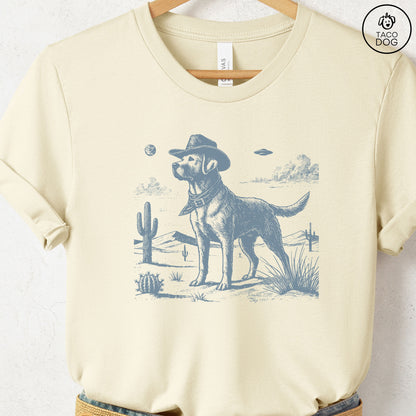 Lab Labrador Retriever Cowboy Ink Space UFO T-Shirt