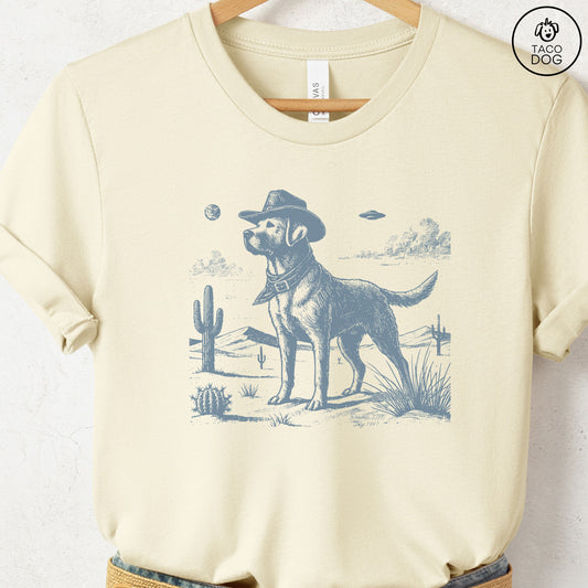 Lab Labrador Retriever Cowboy Ink Space UFO T-Shirt