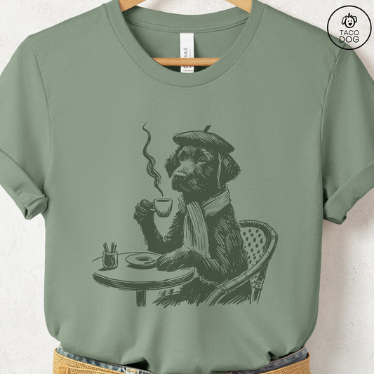 Lab Labrador Paris France Coffee T-Shirt Sage Taco-Dog