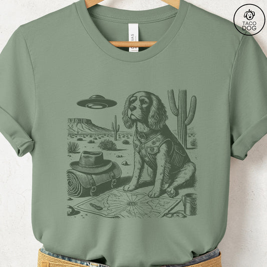 Cavalier King Charles Spaniel Desert Survey T-Shirt Sage Taco-Dog