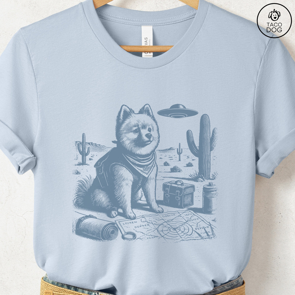 Pomeranian Desert Survey T-Shirt, design close-up