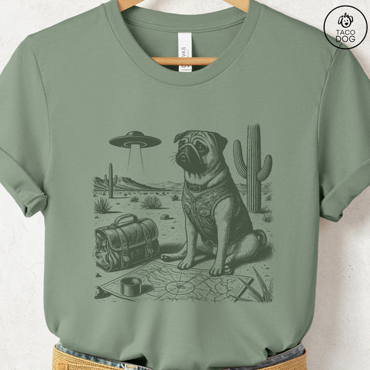 Pug Desert Survey T-Shirt Sage Taco-Dog