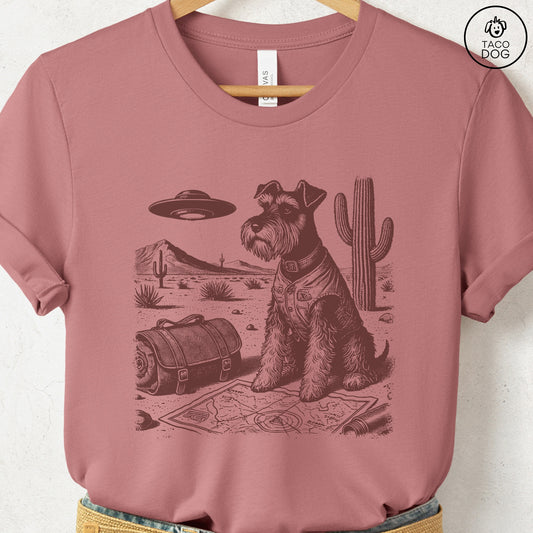 Schnauzer Desert Survey T-Shirt Heather Mauve Taco-Dog