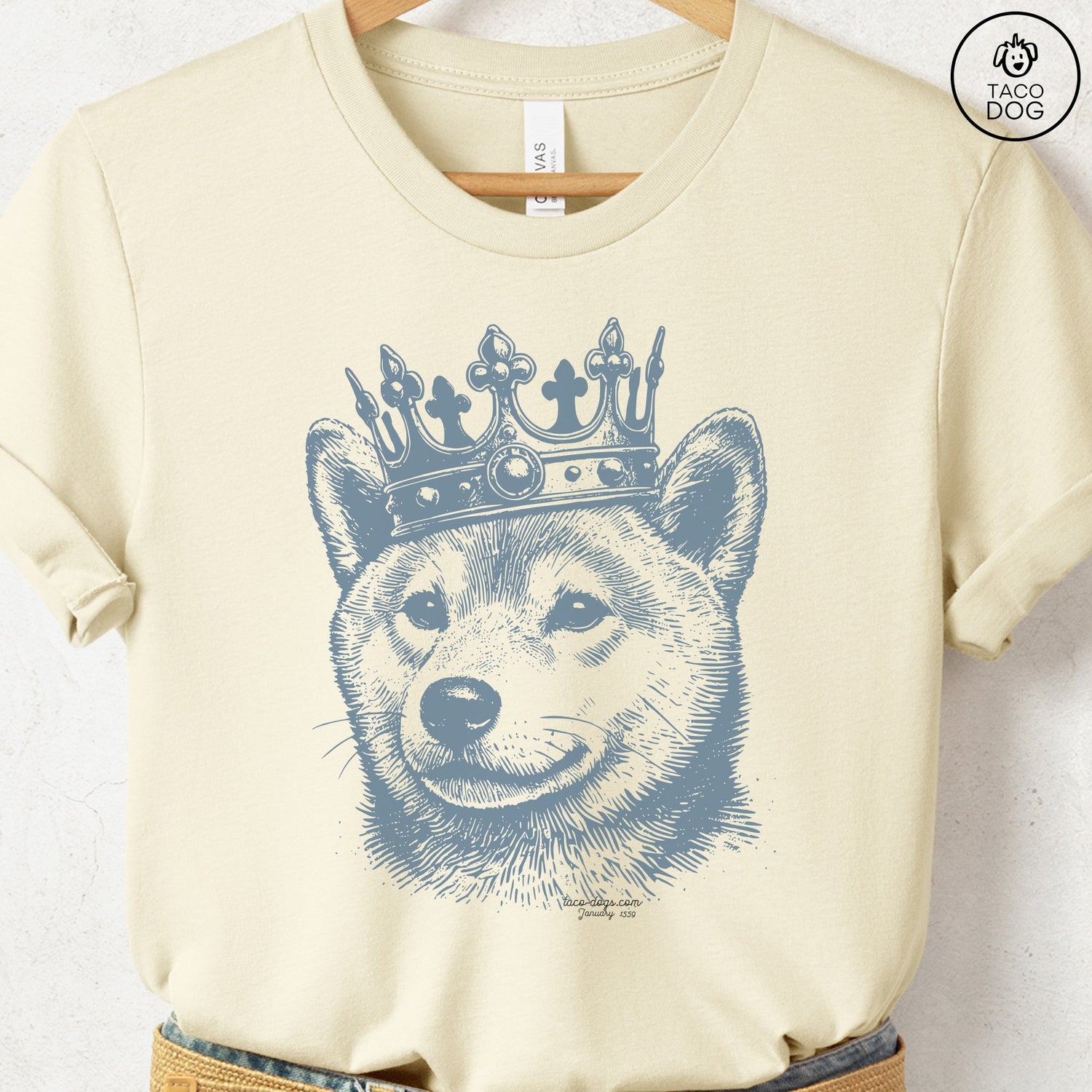 Shiba Inu Crown T-Shirt Natural Taco-Dog
