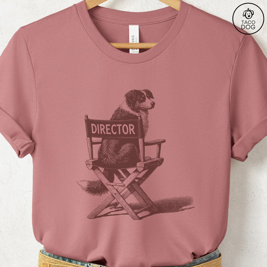 Australian Shepherd Aussie Director Chair T-Shirt Heather Mauve Taco-Dog