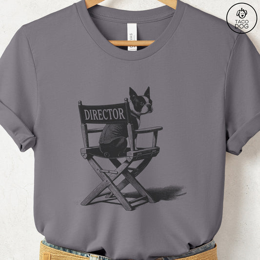 Boston Terrier Director Chair T-Shirt Storm Taco-Dog