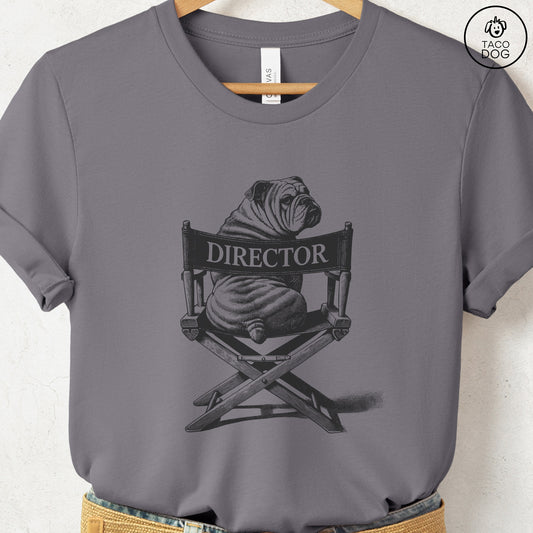 English Bulldog Director Chair T-Shirt Storm Taco-Dog