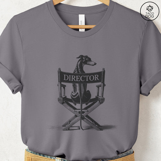 Italian Greyhound Whippet Director Chair T-Shirt Storm Taco-Dog