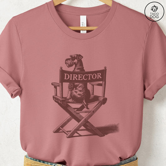 Schnauzer Director Chair T-Shirt Heather Mauve Taco-Dog