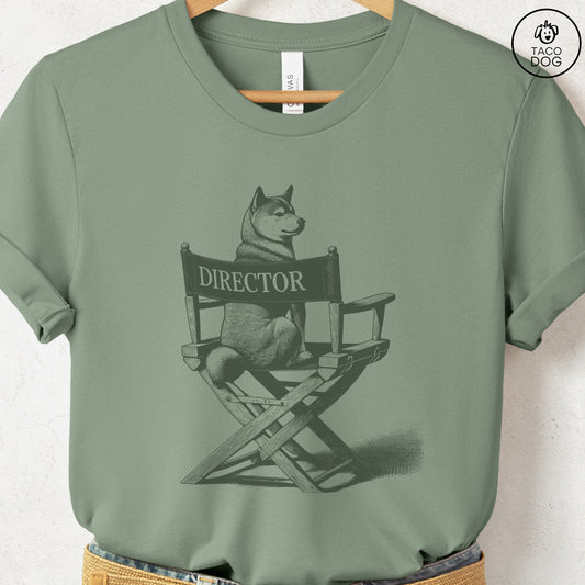 Shiba Inu Director Chair T-Shirt Sage Taco-Dog