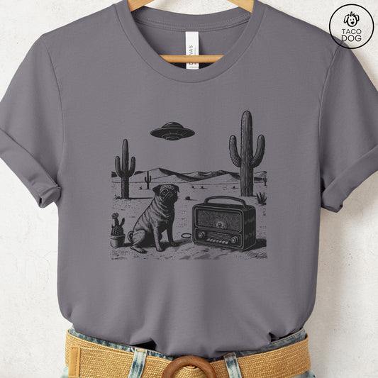 Pug Vintage Radio T-Shirt Storm Taco-Dog