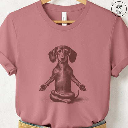 Dachshund Wiener Dog Meditate Yoga T-Shirt