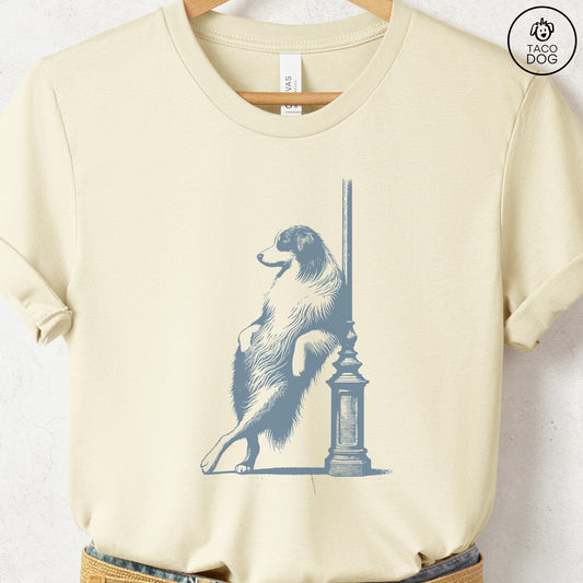 Australian Shepherd Aussie Lamppost Leaning T-Shirt