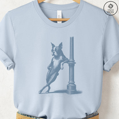 Boston Terrier Lamppost Leaning T-Shirt