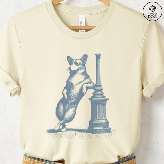 Corgi Lamppost Leaning T-Shirt