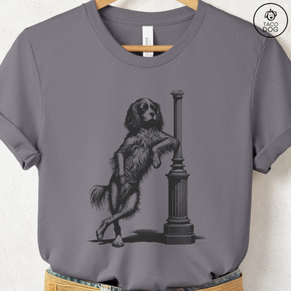 Cavalier King Charles Spaniel Lamppost Leaning T-Shirt