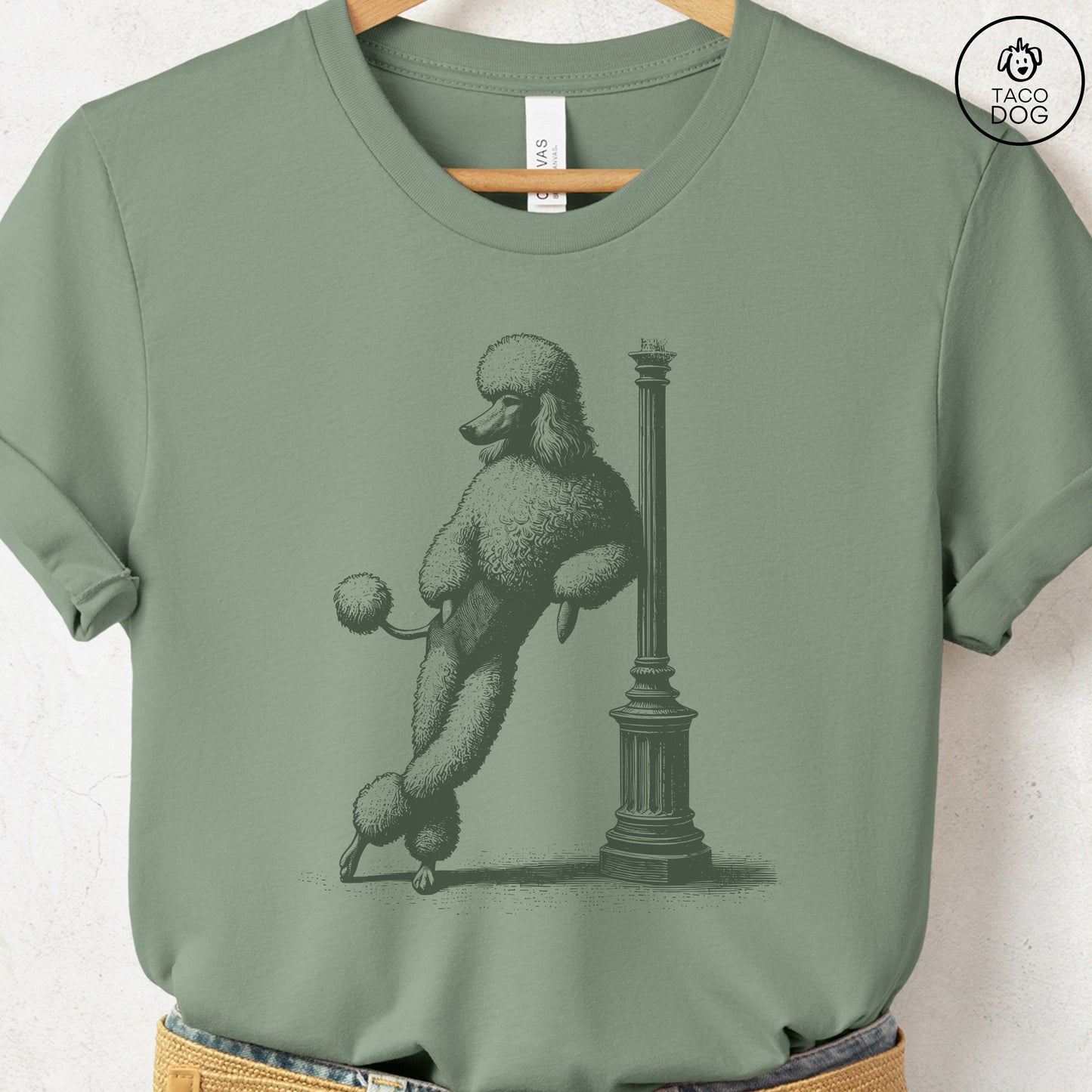 Poodle Lamppost Leaning T-Shirt