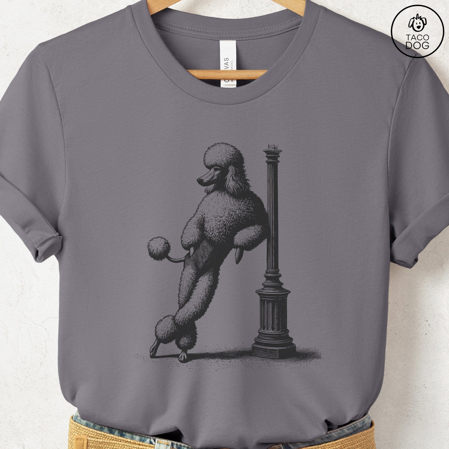 Poodle Lamppost Leaning T-Shirt