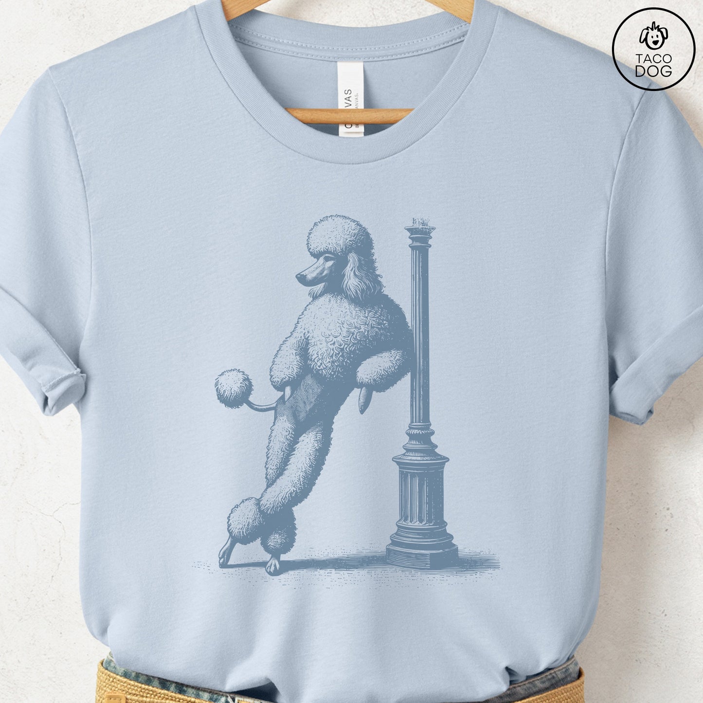 Poodle Lamppost Leaning T-Shirt