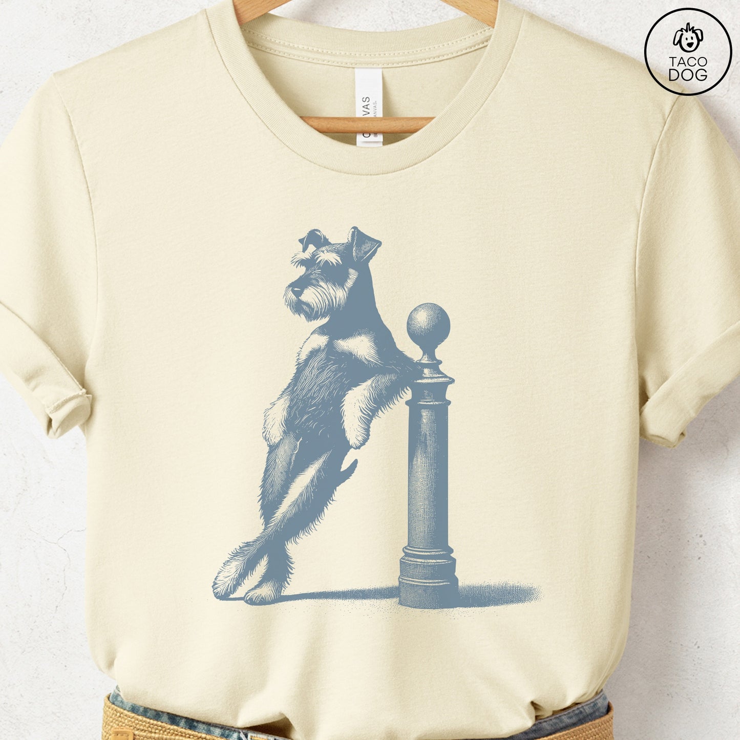Schnauzer Lamppost Leaning T-Shirt