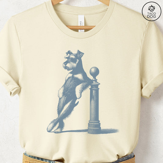 Schnauzer Lamppost Leaning T-Shirt