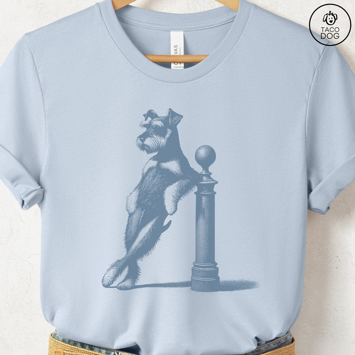 Schnauzer Lamppost Leaning T-Shirt