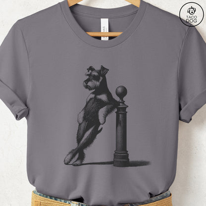 Schnauzer Lamppost Leaning T-Shirt