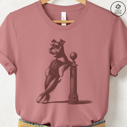 Schnauzer Lamppost Leaning T-Shirt