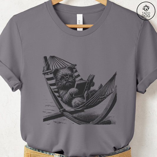 Brussels Griffon Hammock Reading T-Shirt Storm Taco-Dog
