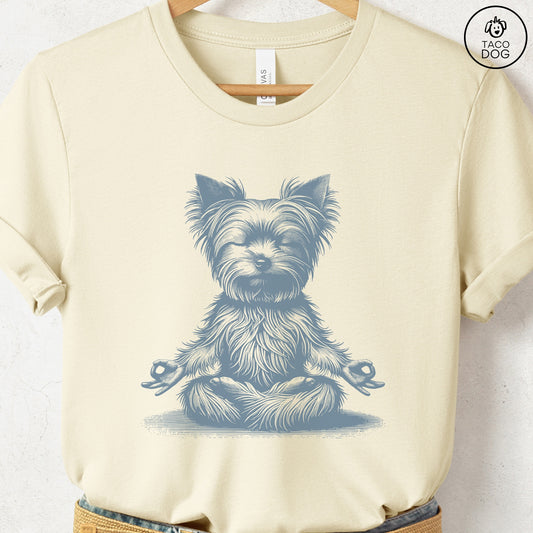 Yorkshire Terrier Yorkie Meditate Yoga Lotus Pose T-Shirt