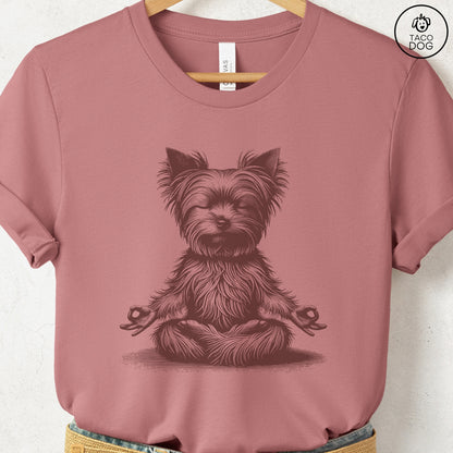 Yorkshire Terrier Yorkie Meditate Yoga Lotus Pose T-Shirt