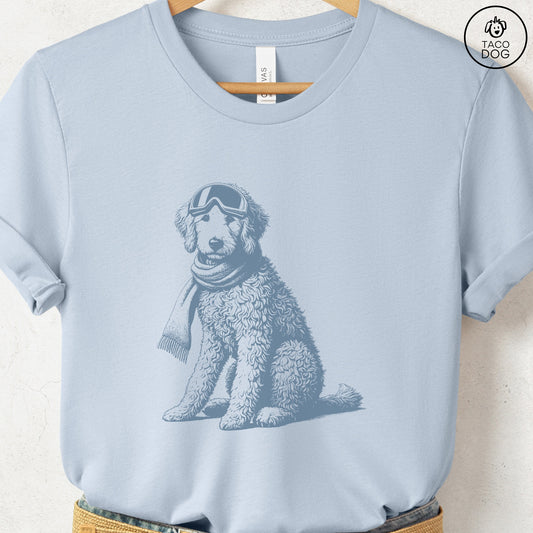 Doodle Winter Sport T-Shirt Light Blue Taco-Dog