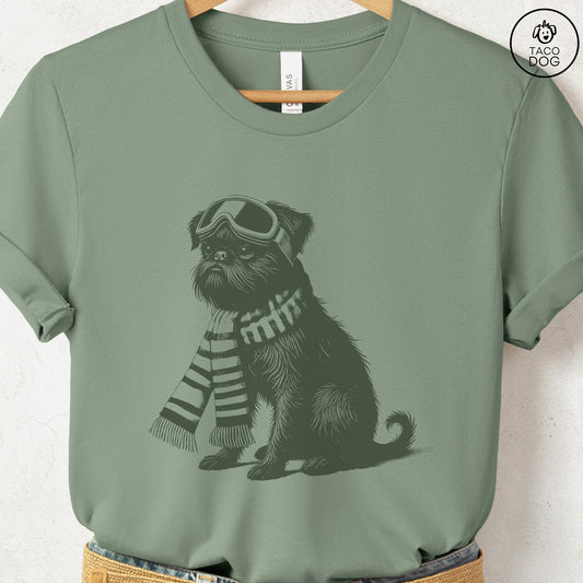 Brussels Griffon Griff Winter Sport T-Shirt Sage Taco-Dog
