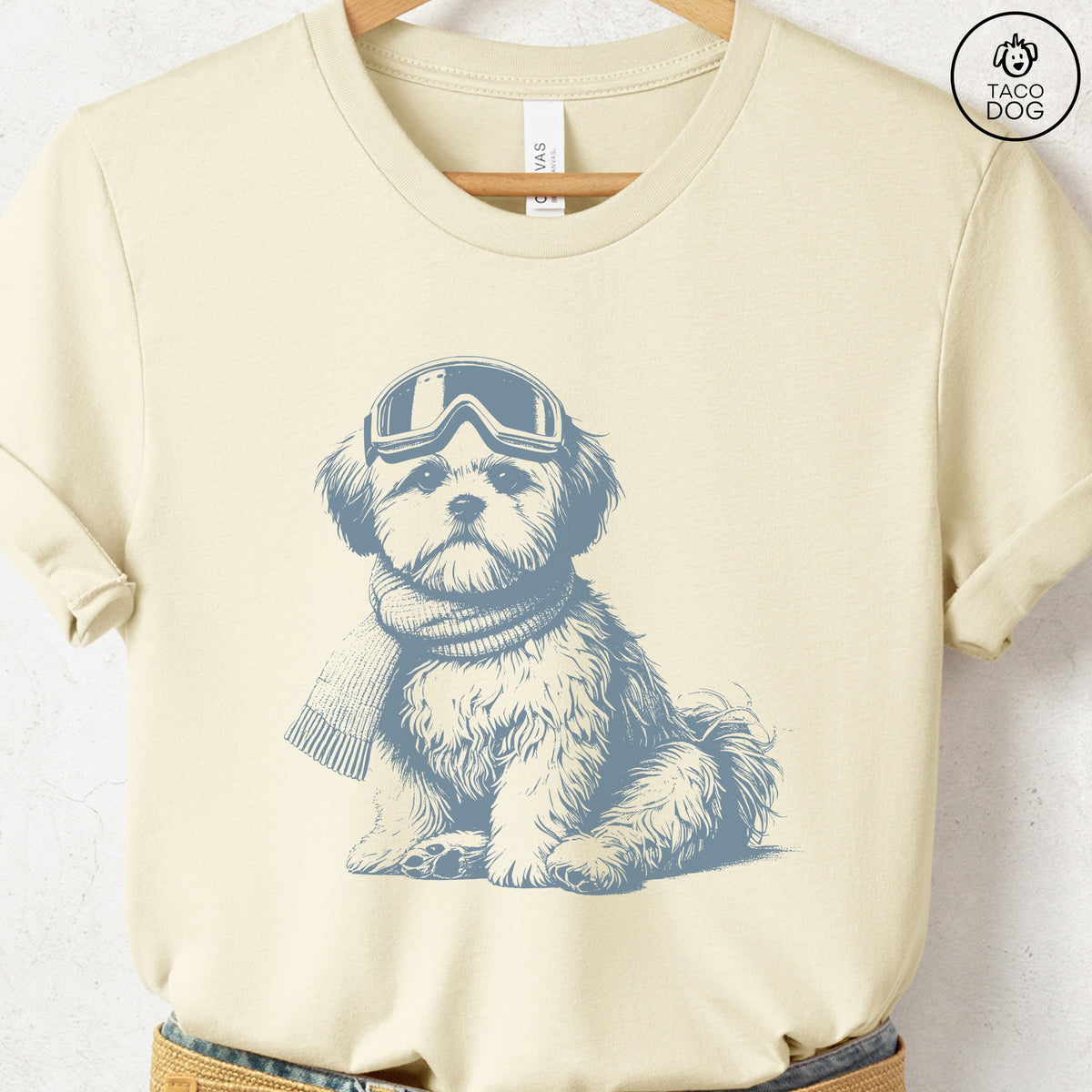 Shih Tzu Winter Sport T-Shirt, design close-up