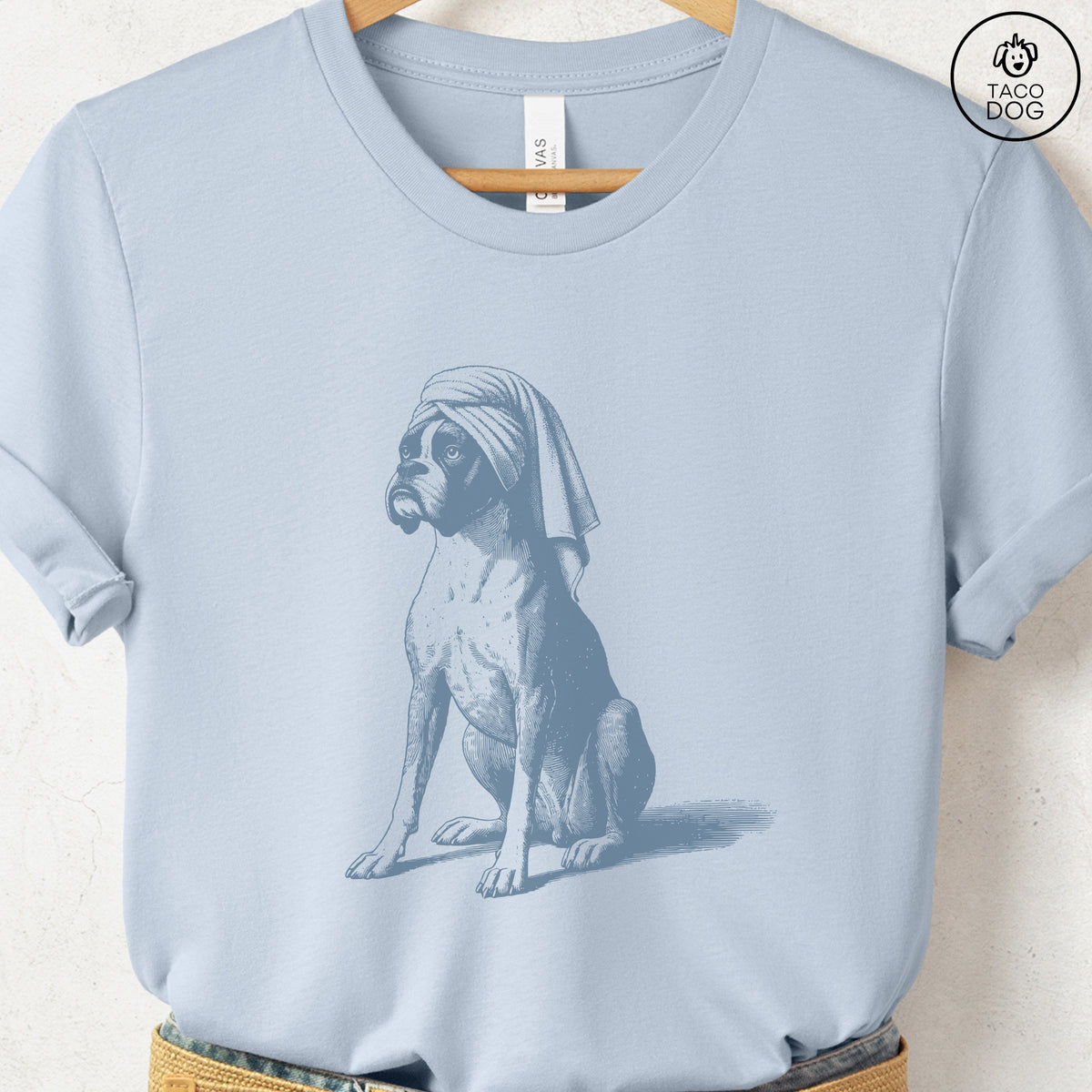Boxer Dog Spa Bath T-Shirt, design close-up
