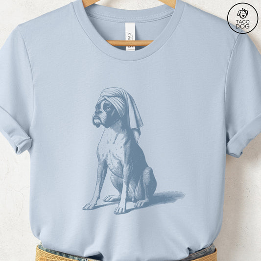 Boxer Dog Spa Bath T-Shirt Light Blue Taco-Dog