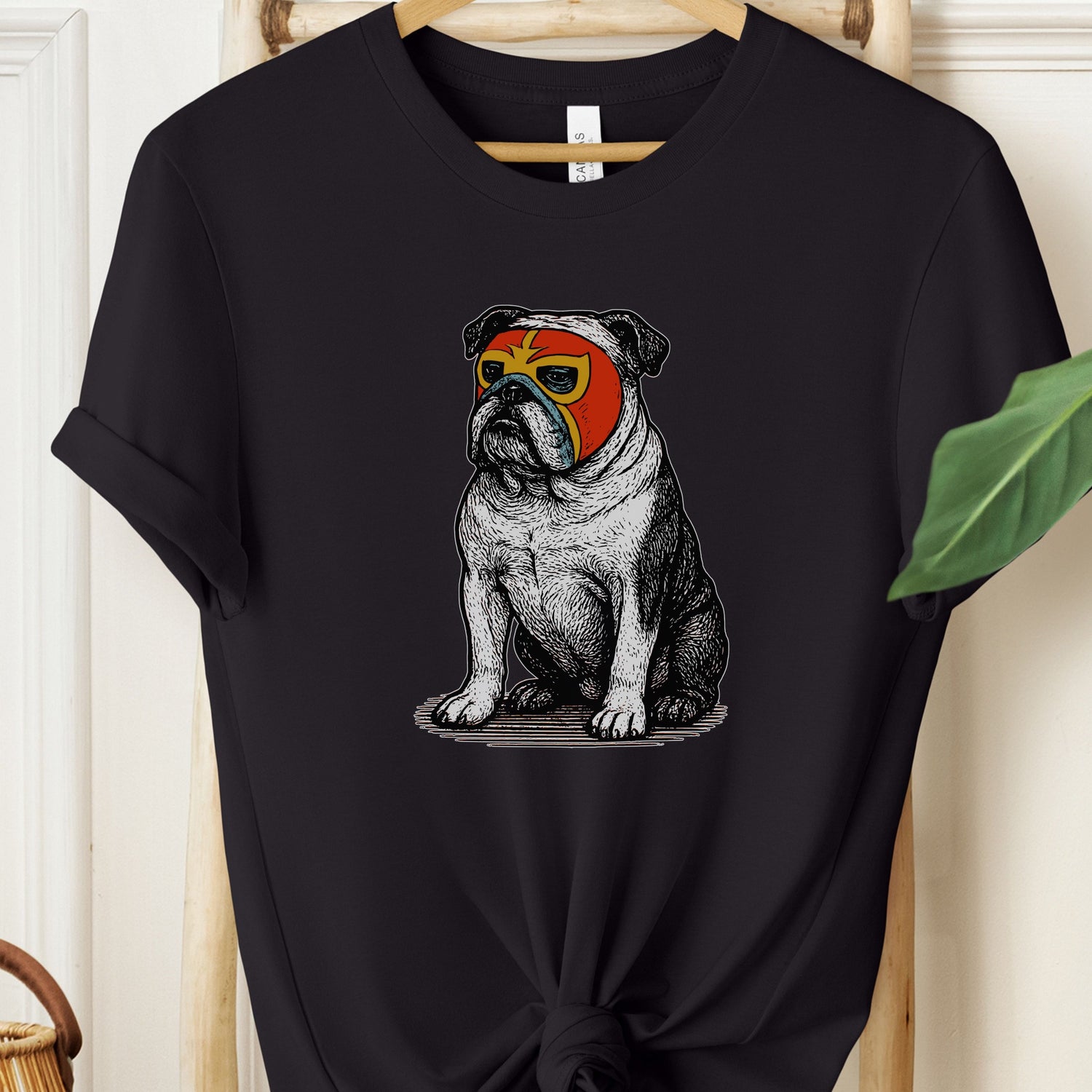 English Bulldog Luchador Tee Black Taco-Dog