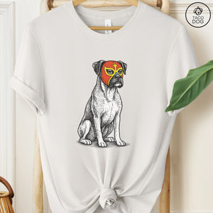 Boxer Dog Luchador Tee Vintage White Taco-Dog