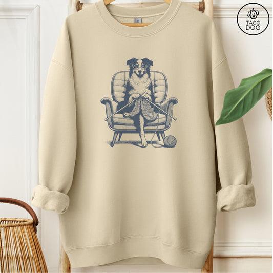 Australian Shepherd Aussie Knitting Sweatshirt