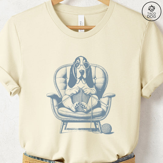 Basset Hound Knitting T-Shirt
