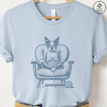 Boston Terrier Knitting T-Shirt