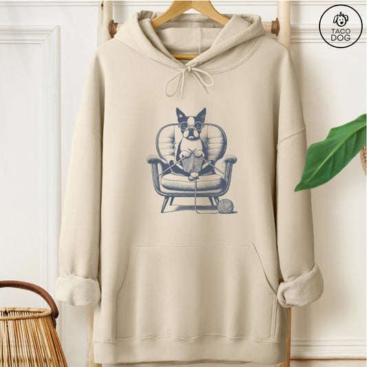 Boston Terrier Knitting Hoodie