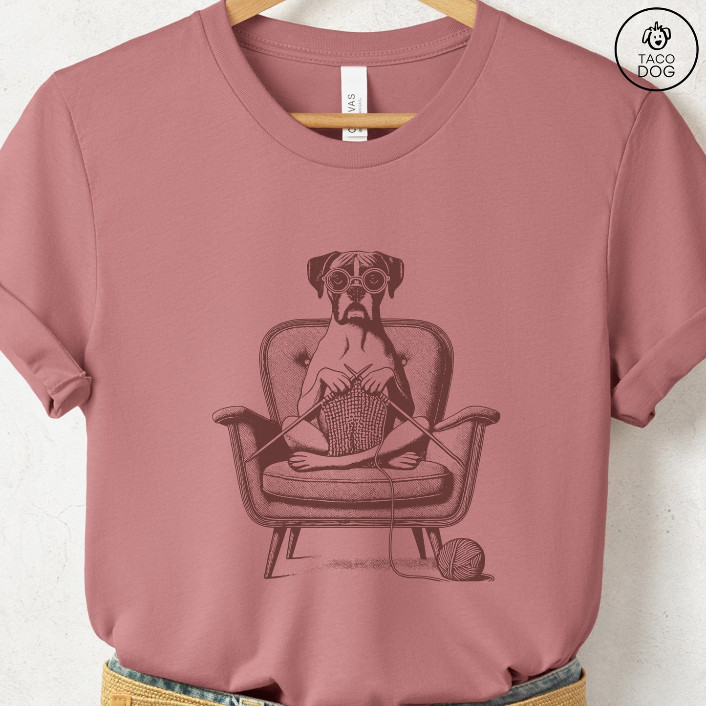 Boxer Dog Knitting T-Shirt