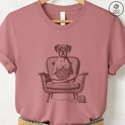 Boxer Dog Knitting T-Shirt