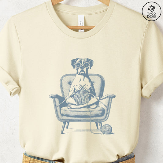 Boxer Dog Knitting T-Shirt