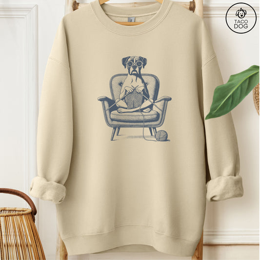 Boxer Dog Knitting Sweatshirt