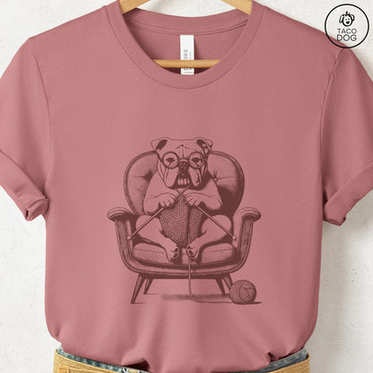 English Bulldog Knitting T-Shirt